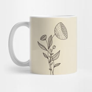 Abstract Flowers Doodle Black And White Mug